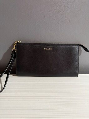 Coach New York natural grain leather small zip pouch